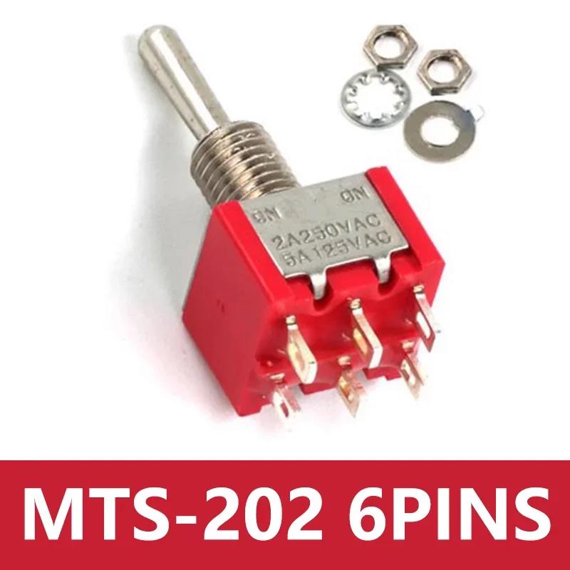 10pcs 3/6 Pin Mini Switches MTS-102 103 MTS-202 203 Toggle Switch ON-OFF-ON Micro Switch with Solder Terminal Waterproof Cap Switches Oil Pressure 6