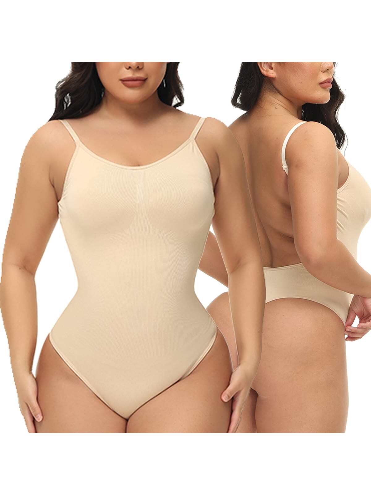 

Жіноче боді з низькою спиною, корекційний одяг для контролю живота, безшовні фігури, обтягуючі бюстьє, еластичні стрінги для корекції спини L бежевий