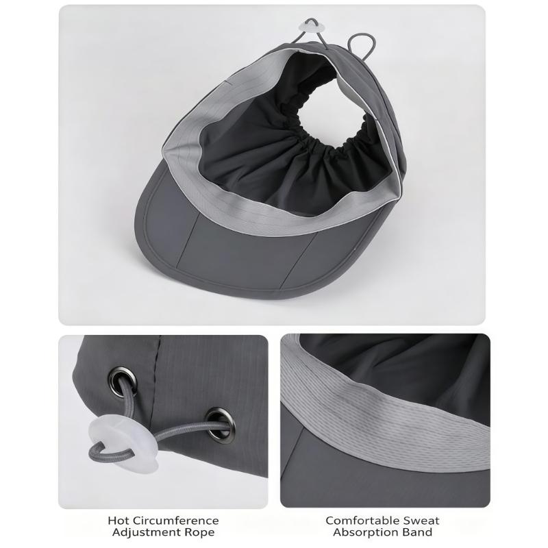 Women's Packable Open-Top Sun Hat Cap, Breathable Nylon Ponytail Style with Front Bill for Hiking and Holiday Travel
