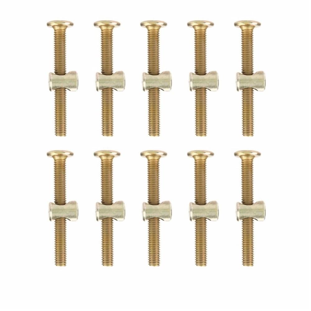 10 Pack M6 x 60mm/80mm/90mm/120mm Furniture Bolts Carbon Steel Hex Head Cross Dowel Set Galvanized/Zinc Plated