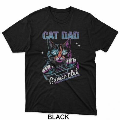 Cat Dad Gamer Club Video Games Gaming Cat Player Fathers Day T-Shirt