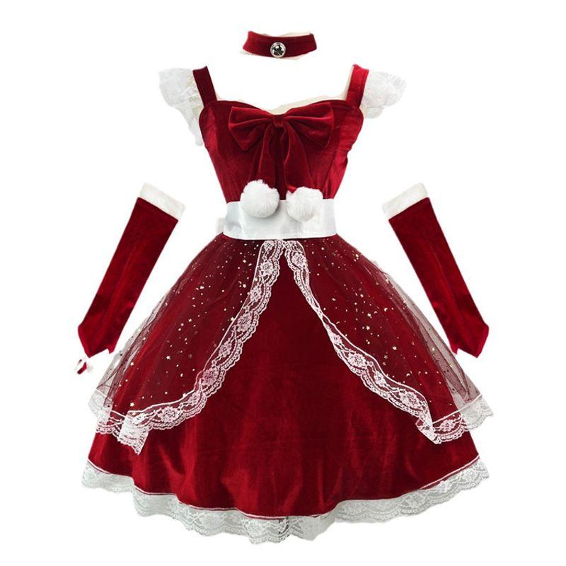 

Amazon European and American Style Dress New Year Oversize Women s Clothing Christmas red L(Large size)