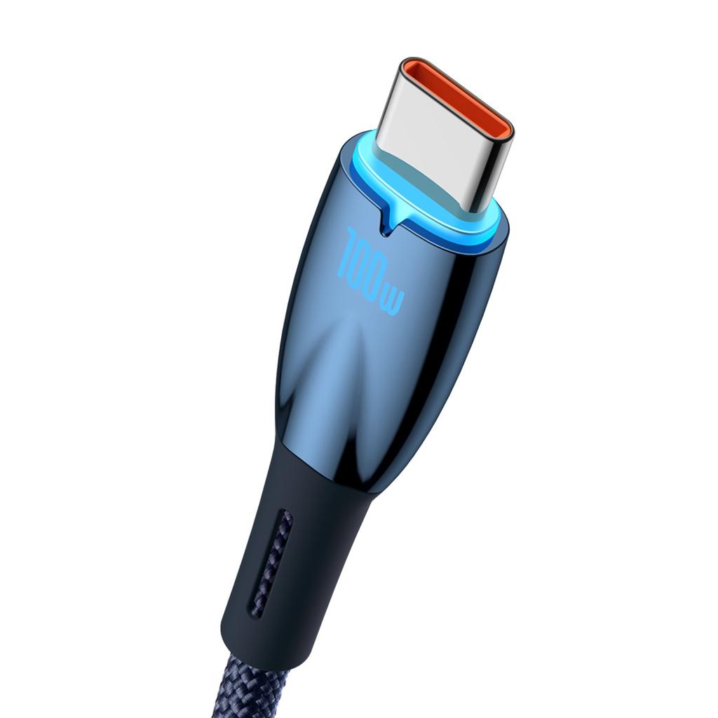 Baseus Glimmer Series Fast Charging USB-A to USB-C Cable 100W 480Mb/s 1m Blue
