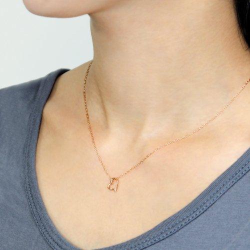 Di CHIARO DI DIAMANTE K10 Pink Gold X Diamond Heart Pendant Necklace CHD0046 [Carlo Diamante]