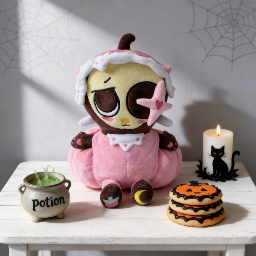 Dandys World Peluche di Zucca di Halloween con Tessuto Corto e Morbido per Bambini e Adulti
