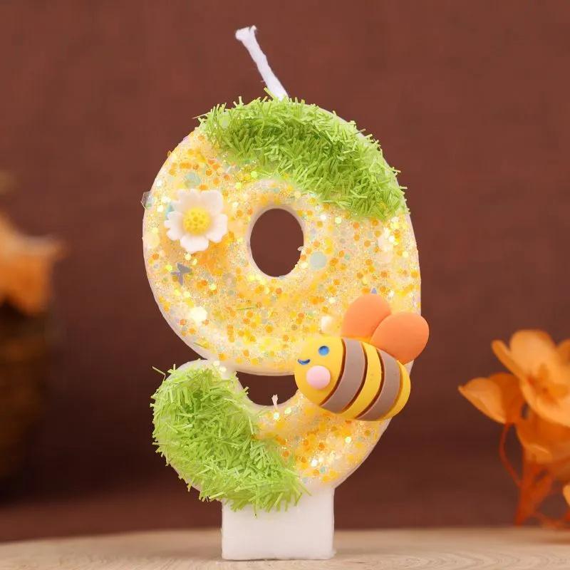 Number Birthday Candle with Bowknot Design Cake Decoration for Children Girls Baking Party Supplies
