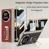 Adjustable Wristband Holder Plated Gold Frame Leather Hinge Case for Honor Magic V5 with Glass Film Lens Protect Cover