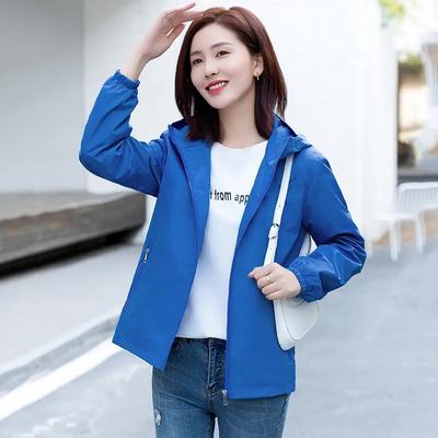 Women's Jacket Spring Hooded Windproof Jacket Large Size Casual Jacket Lightweight Loose Top
