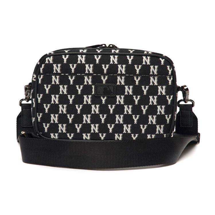 MLB Monogram Series NY Yankees Vintage Floral Print Letter Logo Polyester Camera Bag Crossbody Shoulder Bag Unisex Bags Black 3ACRM012N-50BKS
