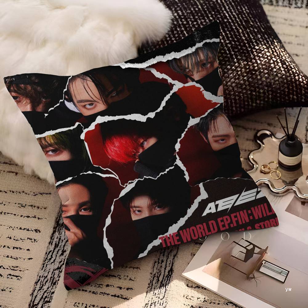 A-ATEEZs-KPOP Klassischer Heißer Sänger Büro Kissenbezug Auto Kissenbezug 45X45CM Lendenkissenbezug Sofakissenbezug