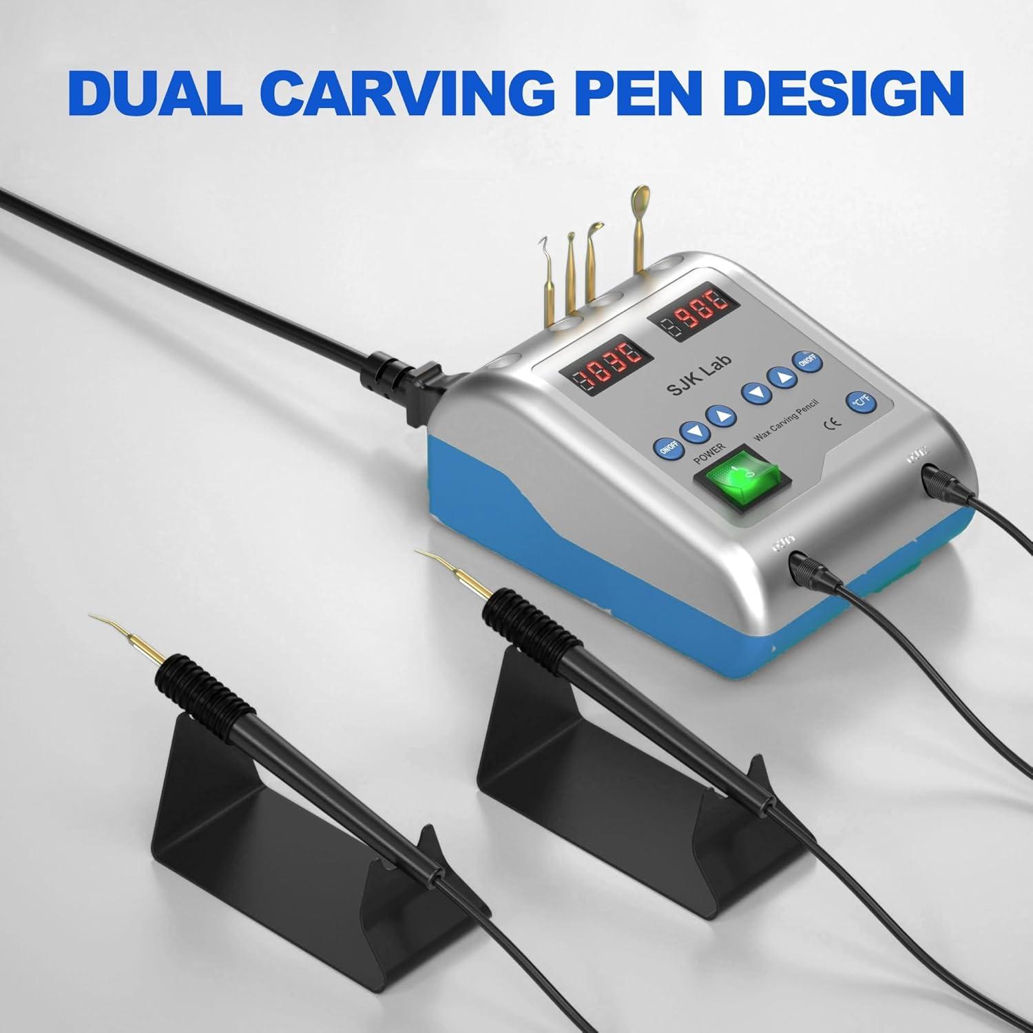 

Dental Wax Pen Knife, Electric Wax Carving Pen Tool, Hand Wax Engraving Machine, 6X Copper Tips, 2X Pen, LED Display for Dental EU