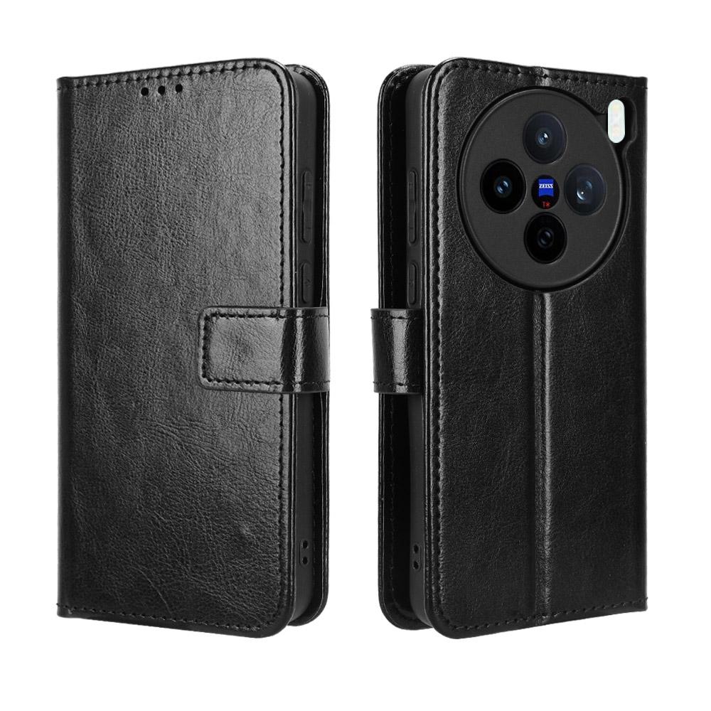 For vivo X200s 5G PU Leather Case with Strap Crazy Horse Texture Phone Wallet Cover