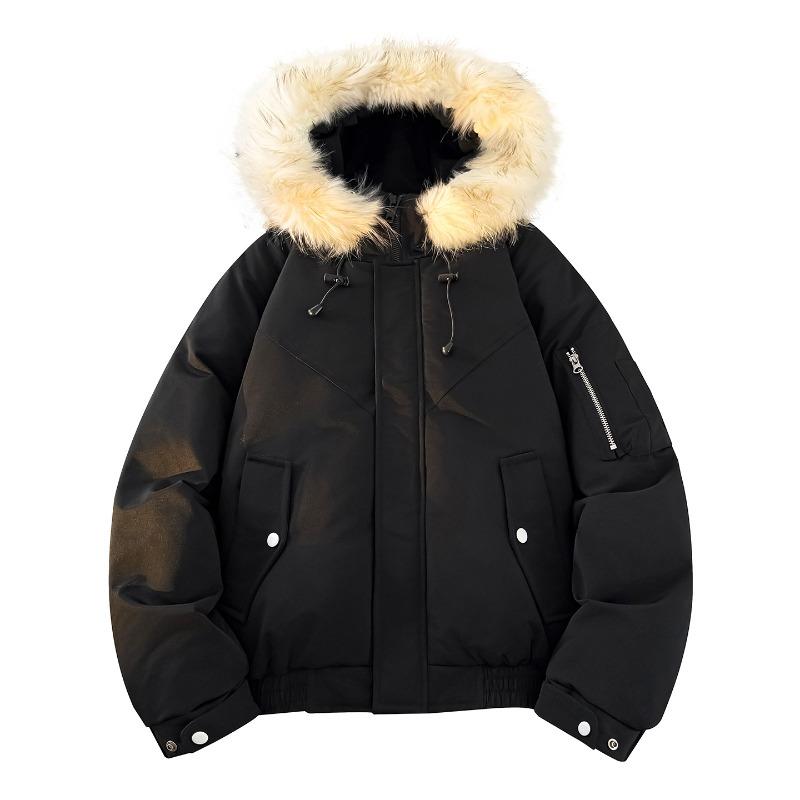 % down new national standard white duck down down jacket for men and women in winter loose Parker thickened large fur collar jacket for men
