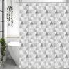 Modern Geometric Creative Shower Curtain, Bathroom Decorative Shower Curtain, Waterproof Shower Curtain with Hooks