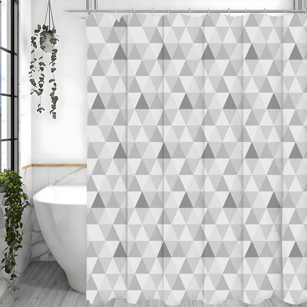 Modern Geometric Creative Shower Curtain, Bathroom Decorative Shower Curtain, Waterproof Shower Curtain with Hooks