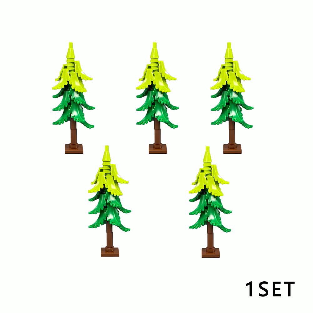 DIY Pine Tree Model Kit - Snowy Christmas Tree Street Forest Compatible with Building Blocks & Assemble Particles