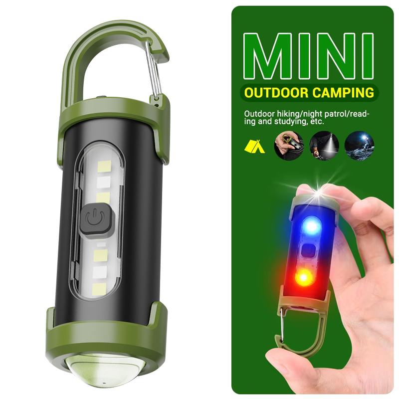 Rechargeable Keychain Camping Tent Lamp Multifunction COB Work Light Outdoor Emergency Torch Light for Walking Searching Hiking