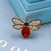 Blucome Big Crystal Bee Brooch Golden Openwork Wings Women Party Clothing Accessories Insect Beetle Brooches