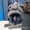 Cute cherry bear knitted plush hat female autumn and winter photo bag head ear protection hat soft waxy warm Lei Feng hat