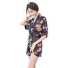 Erotic Lingerie Sexy Seduction Chiffon Bathrobe Set Kimono See-through Print Princess Anchor Costume