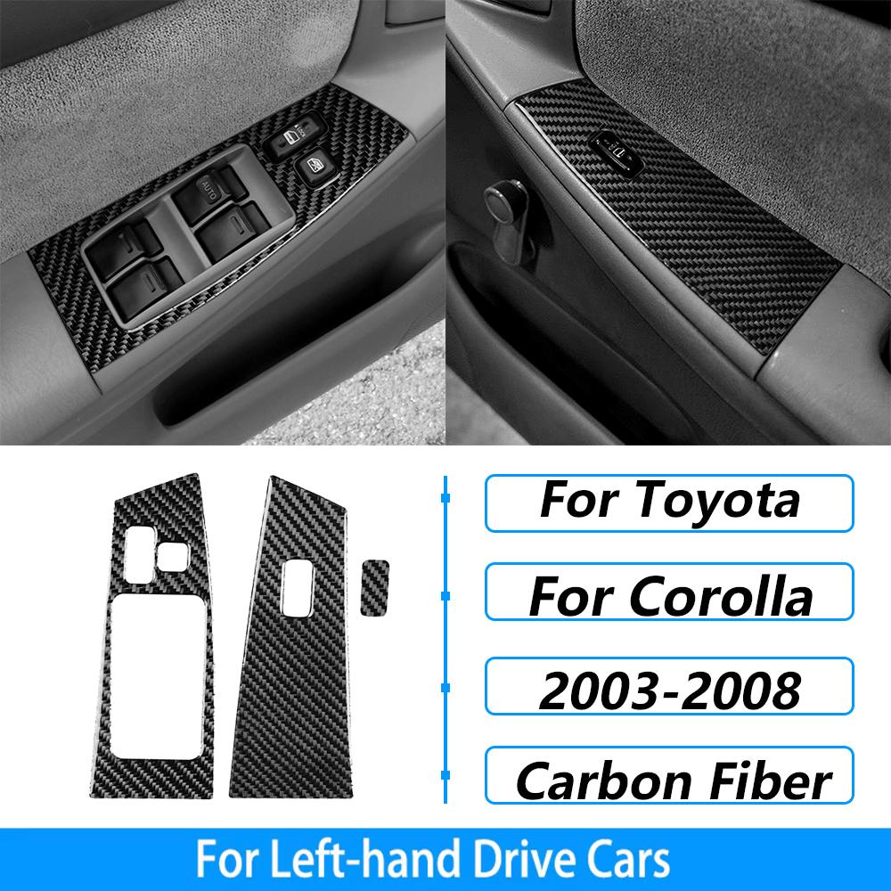 For Toyota Corolla 2003-2008 Carbon Fiber Central Control Gear Shift Air Vent AC CD Window Lift Trim Set Car Accessories Sticker