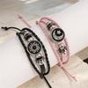 Unisex Moon & Sun Luminous Leather Bracelet - Woven Stackable Couples Gift