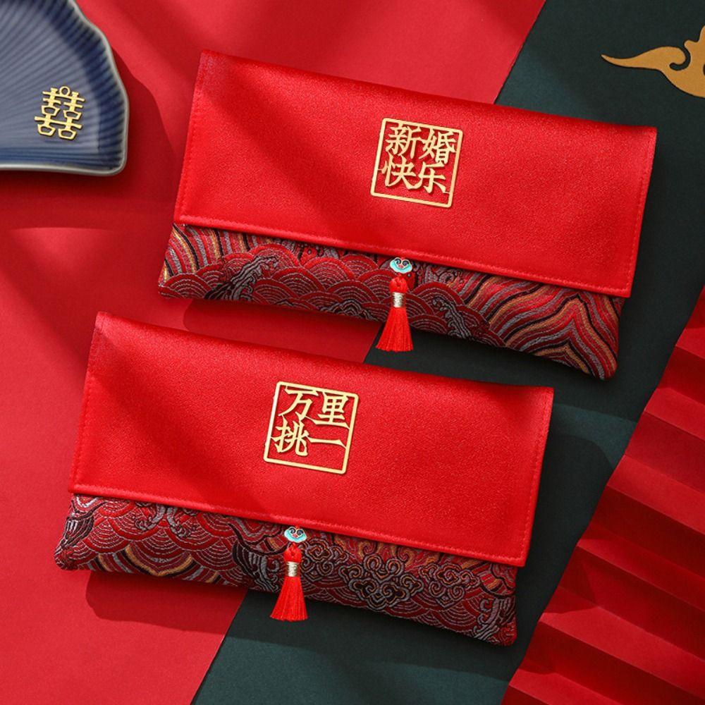Embroidery Pattern Wedding Red Envelope Tassel Money Red Pocket Wedding Hongbao  Spring Festival