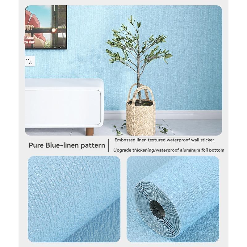 White 3D Wall Sticker Linen Texture Thicken Self-Adhesive Waterproof Wallpaper For Bedroom Wall Home Decoration Anti-collision