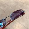 Rimless Sunglasses for  Women Wooden Pattern Luxury Brand Retro Sun Glasses Fashion Shades UV4 Travel Outdoor Gafas De Sol