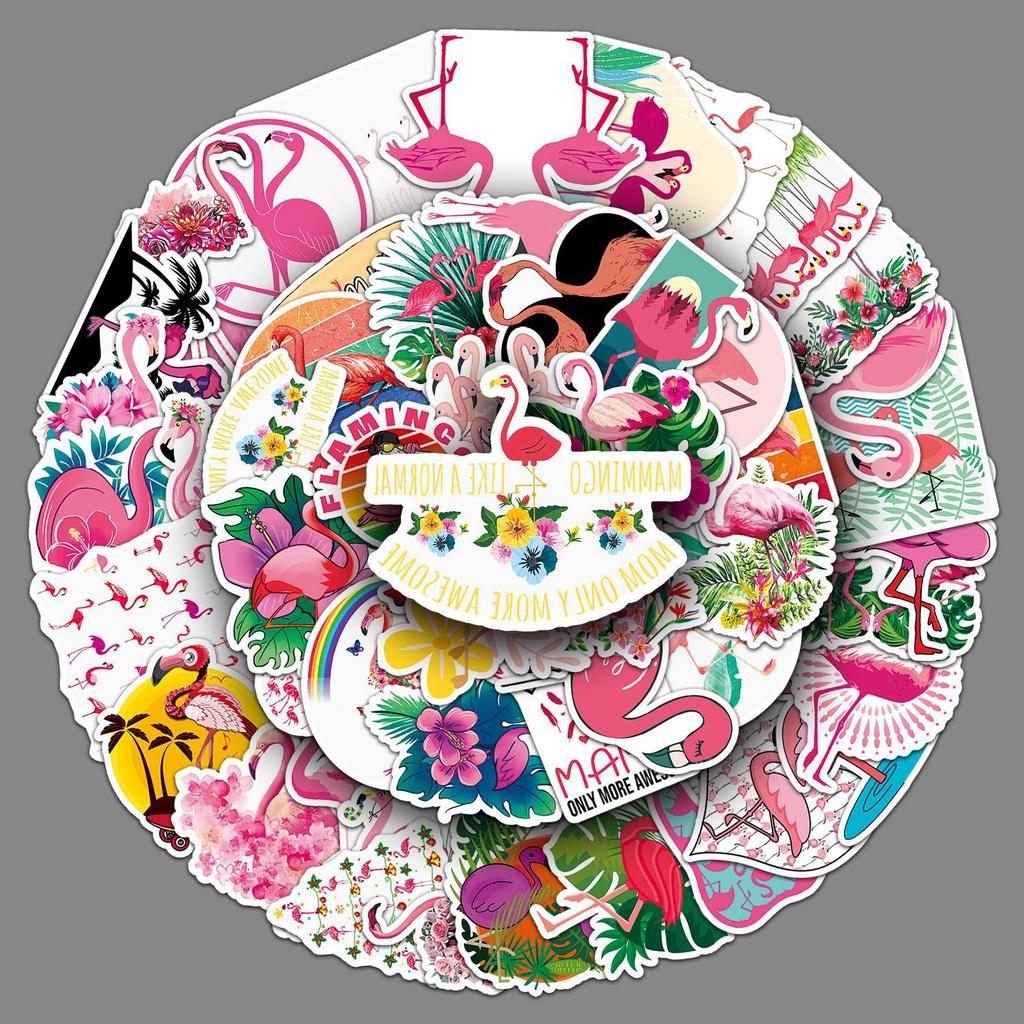 100 Flamingo Doodle Personalisierte Cartoon Tier Dekorative Roller Motorrad Fahrrad Auto Aufkleber