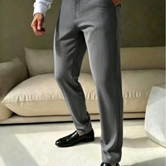 New Men's Business Casual Pants Straight Trousers Commuting Versatile Solid Color Trousers Men's Wholesale