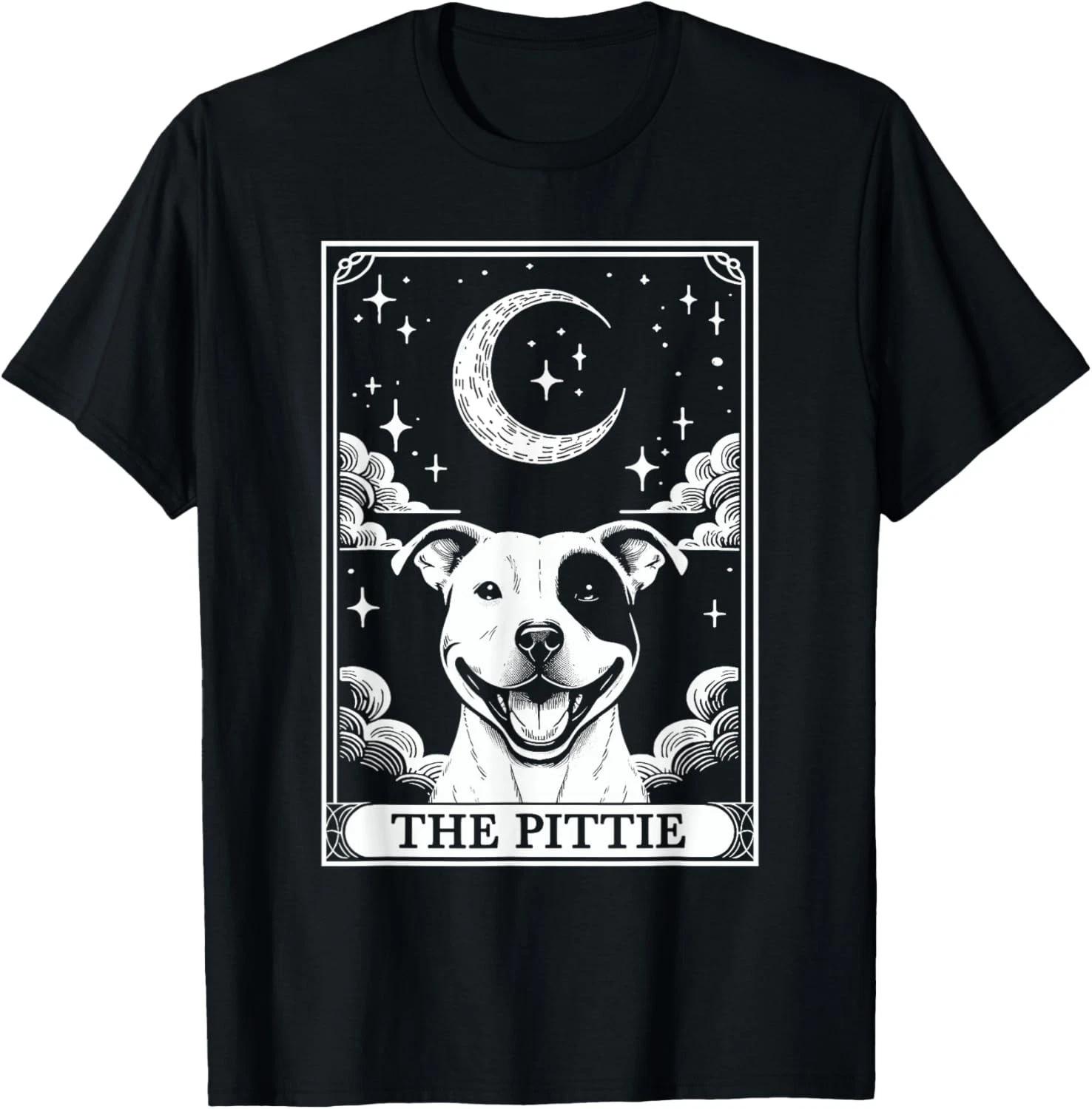 Tarot Card Vintage Crescent Moon Pit Bull Dog Pittie Mom Gift Unisex T-Shirt 4XL