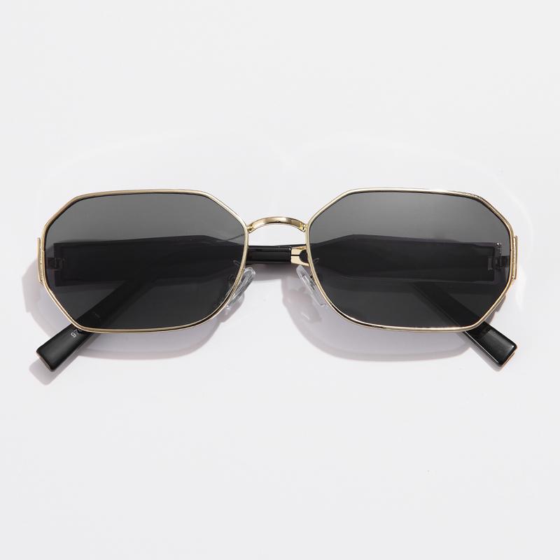 Protective Glasses New Fashion Polygon Sunglasses Women Men Metal Rectangle Sun Glasses Female Popular Black Lens Eyewear UV400