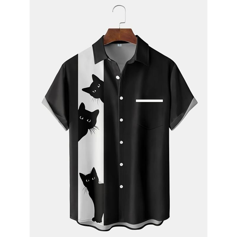 Summer New Style Men's Shirt - Street Casual Fashion Comfortable Soft Breathable Lightweight 3D Cat Pattern Print