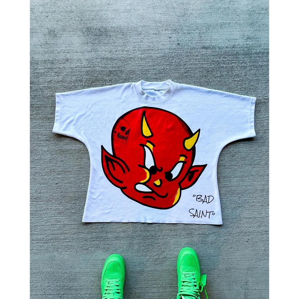 Harajuku Grafikdruck Übergroßes T-Shirt Goth Casual Baumwolle Kurzarm Tops