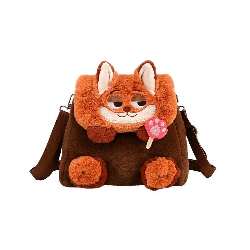 Cute Zootopia cartoon Judy Nick large capacity backpack crossbody bag fluffy flap shoulder bag 0154 CLE
