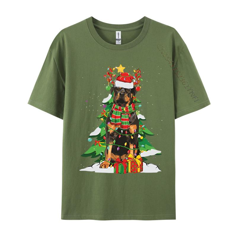 Santa Reindeer Rottweiler Dog Xmas Tshirt Graphic Tee Shirt Male Vintage Cotton Tops Tees Cute Oversized T Shirt