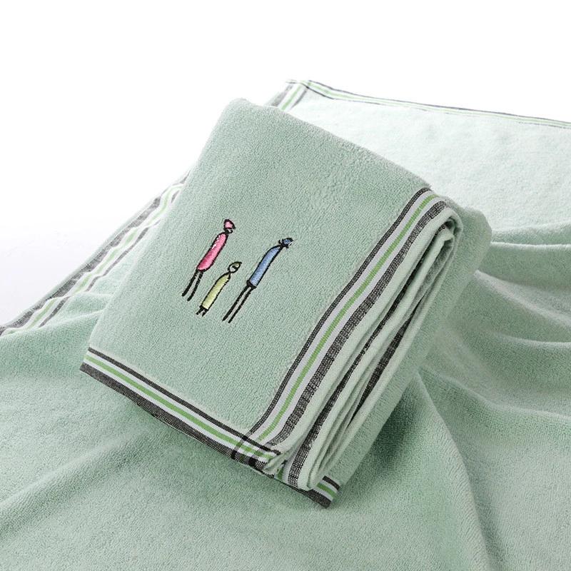 

70x140cm 100% Cotton Thicken Large Bath Towel Embroidered Family Pattern Absorbent Soft Bathroom Shower Mat 70x140cm&1pc зелёный