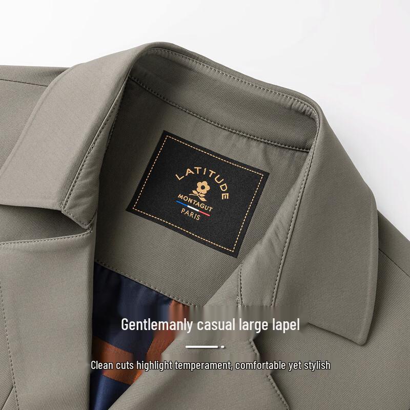 MONTAGUT Men's British Style Casual Lapel Trench Coat