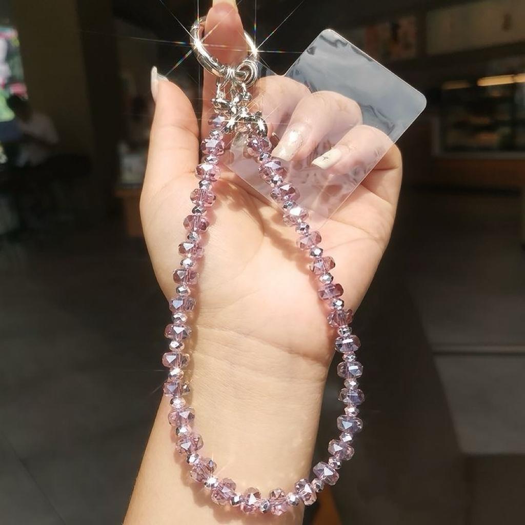 

Creative New Crystal Mermaid Ji Beaded Phone Lanyard & Key Pendant With Transparent Card