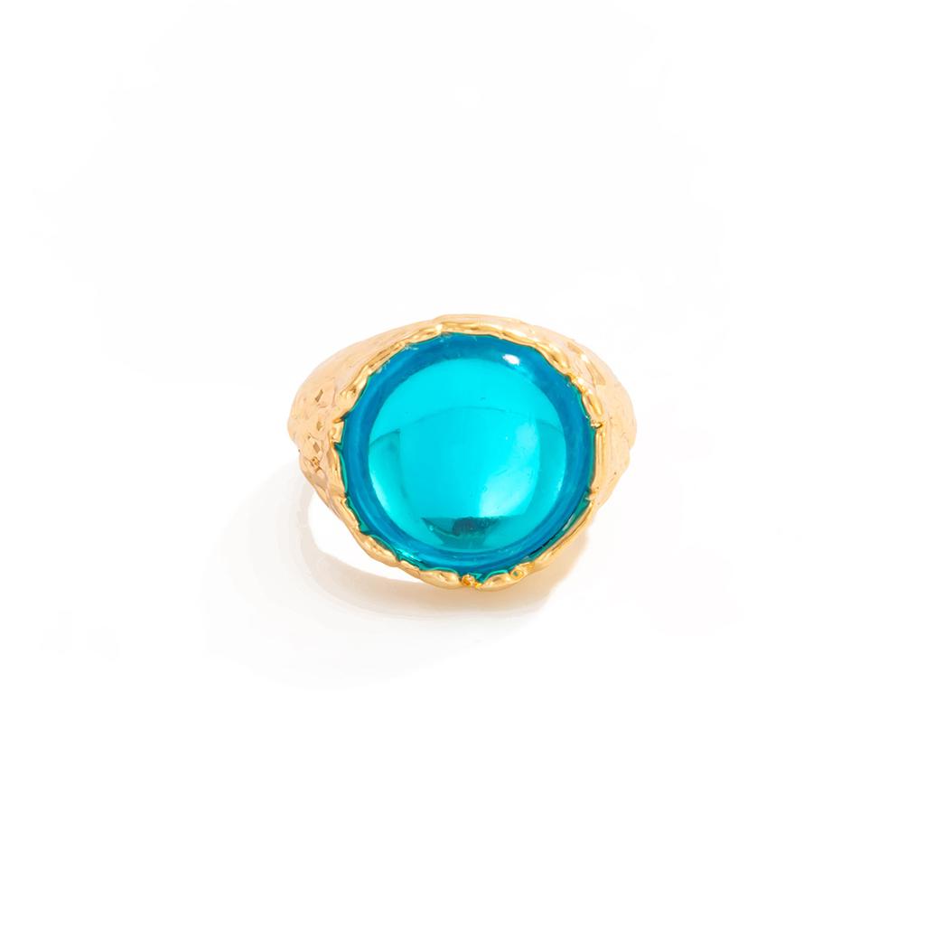 Fashion Light Luxury Acrylic Diamond Jewel Ring Women'S Wind Metal Folded Wide Edition Ring Ring