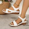 Chaussures Velcro de grande taille Sandales à semelles épaisses Talons compensés cousus pour femmes Tongs de plage