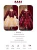 Girls' Wine Red Sequin Skirt with Bow & Tulle - Autumn/Winter Formal Christmas Dress