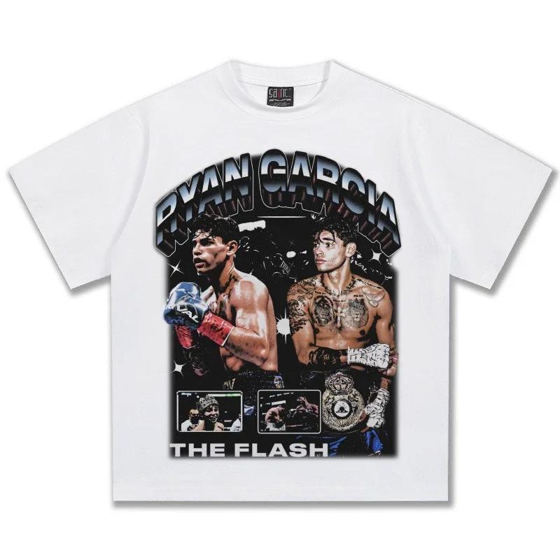 Herren Übergröße Ryan Garcia Grafik T-Shirt Boxen Kämpfer Print Baumwolle Lässig Sportlich Tägliche Kleidung Vintage Streetwear