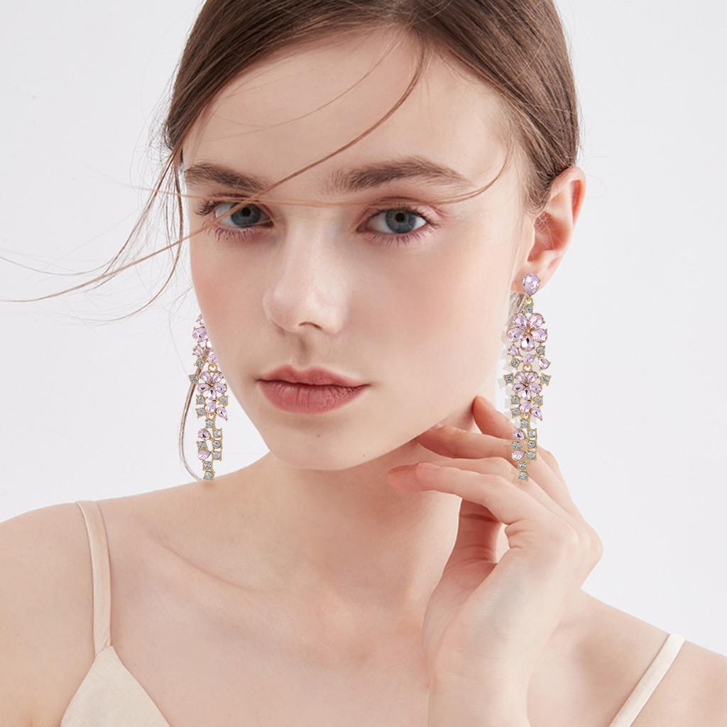 Vintage Floral Ear Jewelry With Zircon Stones For Women Summer