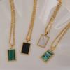 Fashion Jewelry  Colorful White Shell Necklace Rectangle Pendant Necklace Stainless Steel Necklace