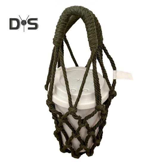 Handwoven Cup Sling Bag Hand Knitted Reusable Coffee Cup Holder Tea Cold Brew Carrier Decorative Water Cup Covers