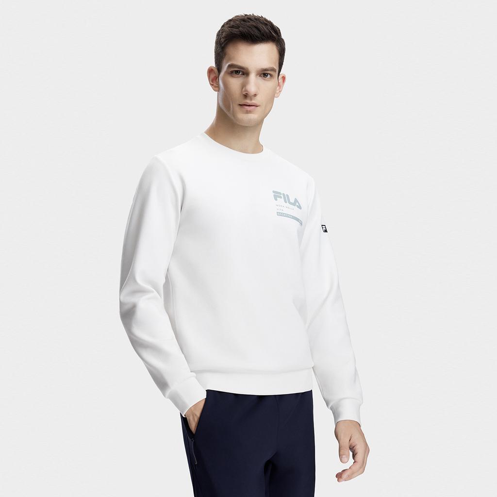 New FILA Sweatshirt Men's Lead Powder White A11M341204FIV