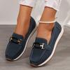 Large Size Flat-soled Casual Shoes Metal Buckle Comfortable Soft-soled Doudou Shoes Flat-soled Small Leather Shoes