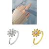 Adjustable Flower Ring With Cubic Zirconia For Elegant Women Fashion Jewelry